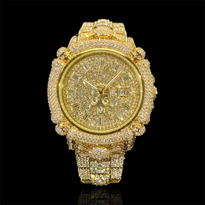 Reloj de Lujo con Esfera Analógica de Calavera Pirata, Totalmente Chapado en Oro, 44 mm, Movimiento Shanghai - Product Image 1