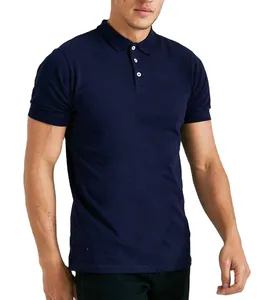Breathable High quality Summer New design T-Shirt Men 100% Cotton Solid Navy blue Color Casual Polo Tee shirt Short Sleeve