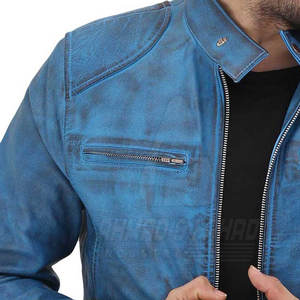 Veste en cuir pour homme de la dernière collection, de qualité supérieure, avec col montant et logo sur le devant, couleurs personnalisées, prix de gros - Product Image 6