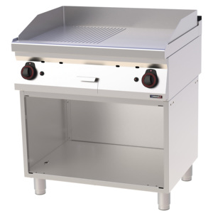 Plaque de cuisson à gaz en fonte de 80 cm avec grilles lisses et striées et armoire de rangement - Product Image 1