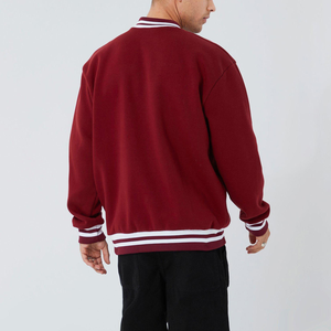 Sweat-shirts pour hommes en molleton de coton lourd de haute qualité avec logo en relief 3D, rayures, col en V, ourlet côtelé, surdimensionné - Product Image 2