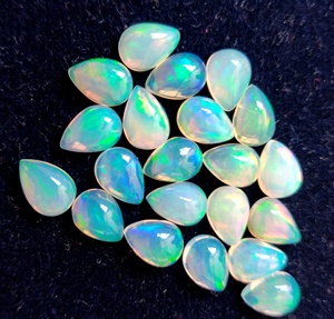 Pera de ópalo etíope natural 5x8mm cabujón parte posterior plana-excelente calidad multifuego ópalo pera cabujón piedra preciosa - Product Image 1