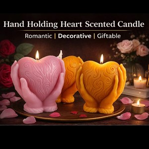 Bougie parfumée en forme de cœur à tenir en main |   Bougie parfumée décorative romantique pour la décoration de la maison, les cadeaux et les occasions spéciales |   Sans fumée, - Product Image 4