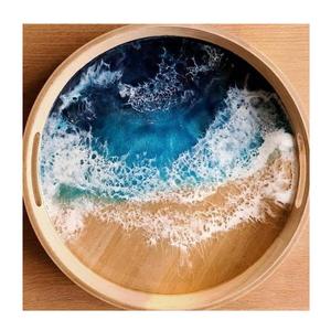 Plateau de service en bois pour thé boisson collations petit déjeuner planches de service vaisselle plateau de service à la main planches avec poignées en laiton - Product Image 2