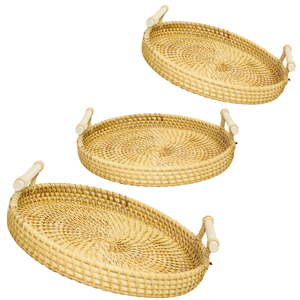 Magasinez notre plateau en rotin Un panier tissé à la main durable pour le stockage des aliments et l'organisation de la cuisine Le produit chaud ultime - Product Image 1