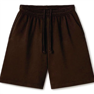 Short en éponge française pour hommes, molleton de coton écologique, motif uni, teint en plaine, pour les sports de plein air décontractés, le jogging. - Product Image 1