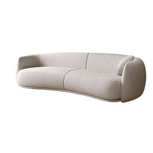 French Curved Lamb Velvet Cloth Modern One Seat Small Flat <b>Cream</b> Living Room <b>Sofa</b> - Product Image 1