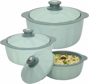 ANAX Plastic Insulated Casserole <b>Set</b> 800/1500/3000 mL Blue Color Round Thermal Hot <b>Pot</b> Home Use <b>Set</b> of 3 India (119 chars) - Product Image 4