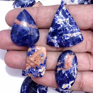 Cabujón colgante de piedras preciosas sueltas con forma de mezcla pulida de sodalita azul Natural de Grado Superior para la fabricación de joyas de piedras preciosas curativas - Product Image 1