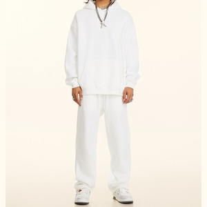 Custom Hoodie and Sweatpants Set Tracksuit Men Boxy Fit Cropped Double Zipper Thick Cotton Heavy Weight Tracksuits - Product Image 3