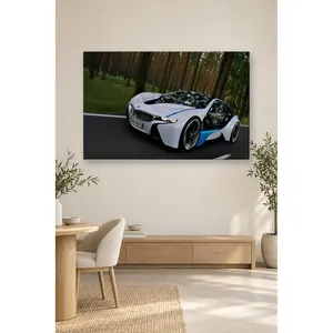 Impresión en Lienzo de un Auto Conceptual BMW Blanco de Fida en un Bosque de Pinos - Product Image 4