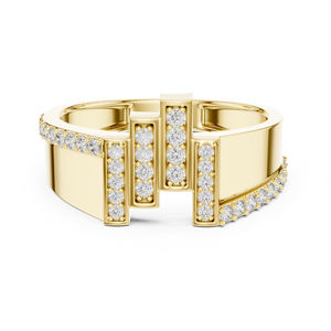 แหวนหมั้นเพชรทรงกลมสีโรสโกลด์ 14K สำหรับผู้หญิง |   เพชรที่เพาะเลี้ยงใหม่ - Product Image 2