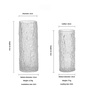 Jarrón de Vidrio Texturizado Estilo Glaciar Nórdico, Cilíndrico, para Flores Hidropónicas, Decoración de Mesa, Sala de Estar, Bodas, Hoteles, Venta al Por Mayor - Product Image 5
