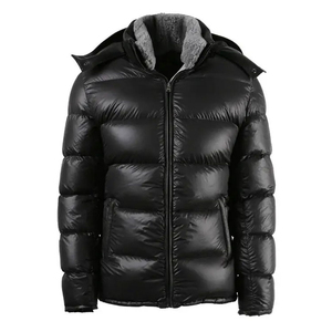 Best Quality Custom Men's Outdoor Puffer Jackets Winter Breathable Zipper Front Pockets Coated Stand Hooded OEM Quick Dry - Product Image 1