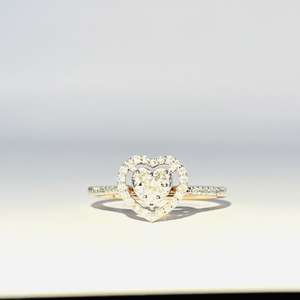 Premium 14k or rose coeur design bague de fiançailles diamant naturel semi-canal réglage rond brillant accents style classique - Product Image 1