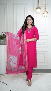 Premium Hand Work Indian Traditional Designer Kurta Set Roman Silk Kurti Pant Dupatta para mujeres Party Ocasiones - Product Image 4