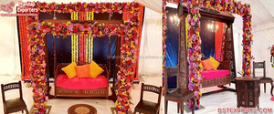 Maravillosa ceremonia maya decoración columpio configuración Punjabi boda Sangeet escenario Jhula decoración Punjabi brazalete ceremonia escenario columpio Decoración - Product Image 6