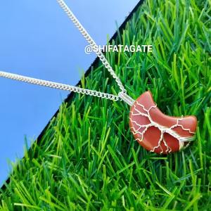 Moda hecha a mano rojo jaspe árbol vida colgante Luna forma fuerza raíz Chakra curación energía equilibrio principal piedra suéter cadena - Product Image 3
