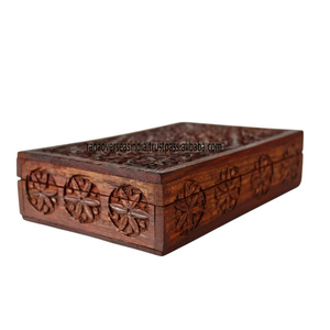 Caja de joyería de madera tallada a mano de estilo antiguo más vendida, caja de ataúd Vintage para recuerdos, baratija, herencia y almacenamiento decorativo - Product Image 1