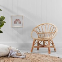 Fauteuil pour enfants en rotin fait main en forme de pomme, style d'Asie du Sud-Est, couleur unie, chaise pour la maison pour les enfants de plus de 4 ans