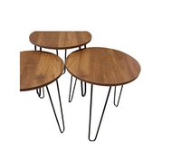 Table basse en métal en fer avec dessus en bois massif, nouveau Design moderne
