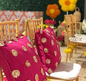 Cushion <b>Cover</b> Gota Flower Assorted Striped Decorative Cotton Silk <b>Pillow</b> Case for Wedding Eid Haldi Sangeet Party Home Decor - Product Image 6