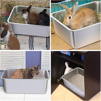 Bac à litière pour chat en acier inoxydable extra large avec couvercle à bords hauts, anti-fuite, anti-adhésif, facile à nettoyer pour les gros chats