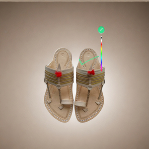 Traditional Kolhapuri Leather Chappals Men Natural Tan Handmade Embroidered Outdoor Slippers Indian Fashion Footwear Bulk Supply - Product Image 5