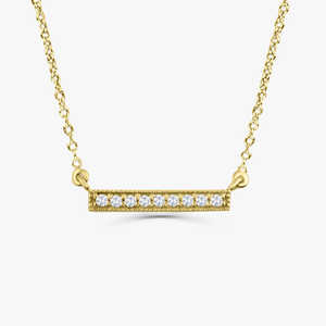 Collar de barra de diamante para mujer, colgante de oro sólido amarillo de 14k con ajuste de Micro pavé, collar de uso diario de último diseño bonito para mujer - Product Image 4