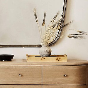 Plateau de service rectangulaire en bois artisanal moderne avec poignées en bambou pour la nourriture, les boissons, la décoration de la maison, l'hôtel, le restaurant - Product Image 4