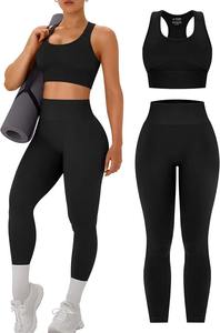 Tenue de yoga et de fitness pour femmes, style streetwear, respirante, imprimée, automne-hiver, soutien-gorge de sport sans couture, leggings en spandex/polyester - Product Image 2