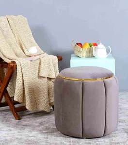 Tabouret ottoman moderne Art déco en velours doré pour table d'appoint de salon avec rangement pour les fêtes de Pâques Ramadan Diwali Wedding - Product Image 4