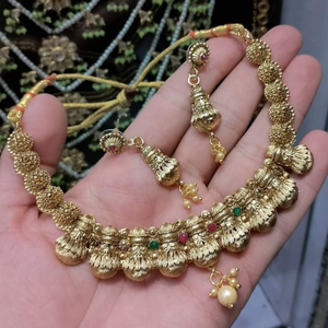 Nouveau design de bijoux de mariée indiens traditionnels plaqués or 18 carats de haute qualité Collier ras du cou paon de luxe avec boucles d'oreilles - Product Image 3