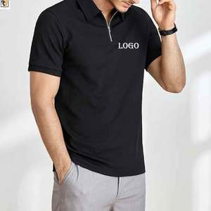 casual wear zipper POLO shirt printed logo on chest 90%<b>polyester</b> 10%spandex breathable man golf polo <b>tshirt</b> shirts custom logo - Product Image 3
