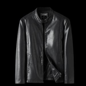 Veste de moto d'hiver en cuir véritable pour hommes Col rabattu en toile Épaisseur standard Imperméable et respirant - Product Image 3