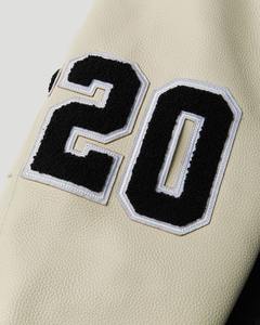 Chaqueta de cuerpo de lana para hombre OMMiZ Letterman de alta calidad con mangas de cuero de vaca genuino Chaqueta universitaria Geedup bordada de chenilla - Product Image 6