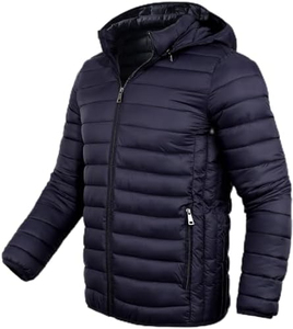 Chaqueta acolchada ligera con cuello levantado para hombre, para invierno, cálida, repelente de agua y nieve, con cierre de cremallera, bolsillos, directo de fábrica - Product Image 4