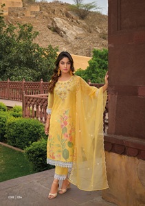 Nouvelle collection de broderie et de travail manuel avec tissu organza Set Kurtis avec dentelle et imprimé en vente en ligne - Product Image 3