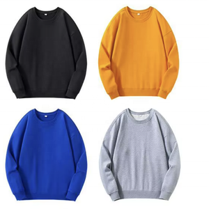 Sudadera de Mujer con Cuello Redondo, Negra, de Felpa, Poliéster/Algodón, Tejido de Punto, Color Sólido, Transpirable, Manga Abullonada, Corte Regular, Informal, para Otoño - Product Image 4