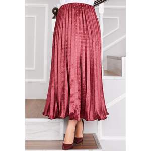 Jupe midi plissée en satin bordeaux avec pierres imprimées et brodées numériquement XS Style droit formel respirant Long garçon - Product Image 4