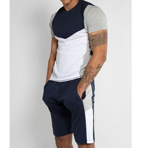 Logotipo personalizado al por mayor de alta calidad camiseta y pantalones cortos conjuntos transpirable lavado de gran tamaño 100% algodón liso hombres conjunto corto - Product Image 2