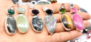 Collar con colgante de cristal y piedras preciosas naturales surtidas de latón Vintage, chapado en plata antigua, hecho a mano, ocasión de fiesta cristiana - Product Image 4