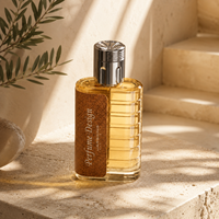 Flacon de parfum 100 ml en verre avec étui en cuir texturé, rechargeable, vide, pour homme, emballage de parfum, marque privée