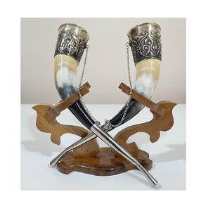 Top Trending Viking <b>Mug</b> Drinking for Molding Brass Rim With Horn Stand for Sale Best Quality Drinking Horn Natural - Product Image 1