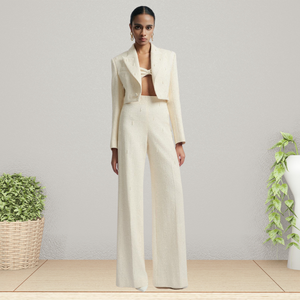 2025 Chaqueta de diseño Mujer ANIE EMB CHAQUETA CORTA DE LANA Manga larga 35% Seda, 65% Algodón Ropa de oficina para mujer Logotipo personalizado - Product Image 3