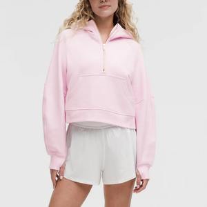 Sudadera Corta Elegante y Versátil para Invierno, con Cierre de Cremallera de un Cuarto, Diseño Moderno con Estampado Puff, Sudadera con Capucha para Mujer - Product Image 2