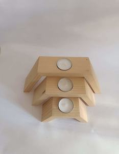 Porte-bougie en bois moderne de forme personnalisée pour la décoration de la maison, artisanat en bois fait à la main pour Noël - Product Image 3