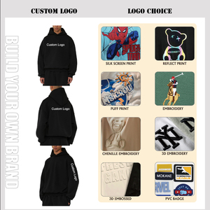 Custom 80% Cotton 20% Polyester Fleece Oversized Cropped Hoodie <b>for</b> <b>Men</b> <b>Men's</b> Hoodies Sweatshirts Custom Printing & Embroidery - Product Image 3