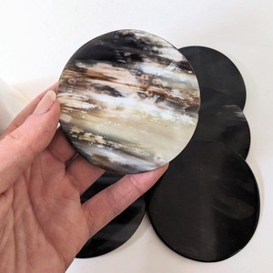 Natural Buffalo Horn <b>Table</b> <b>Coasters</b> Handmade Rustic Drink Accessories High Quality - Product Image 3