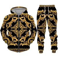 2025 impression 3D hommes fermeture éclair survêtement ensemble décontracté sweat à capuche pantalon 2 pièces ensembles surdimensionné sweat mode hommes vêtements